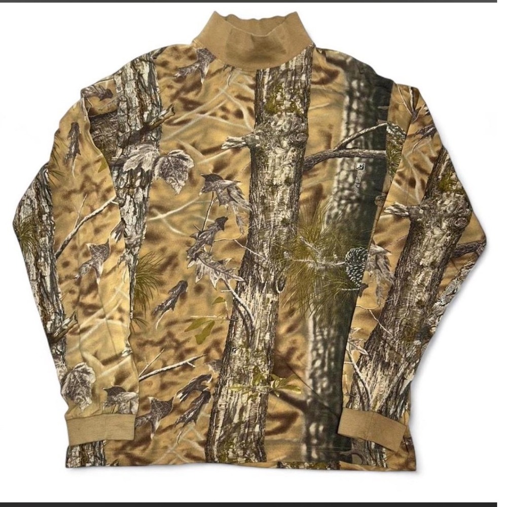 ProGear Mens XL Advantage Timber Camo Mock Neck Hunting Shirt Long Sleeve